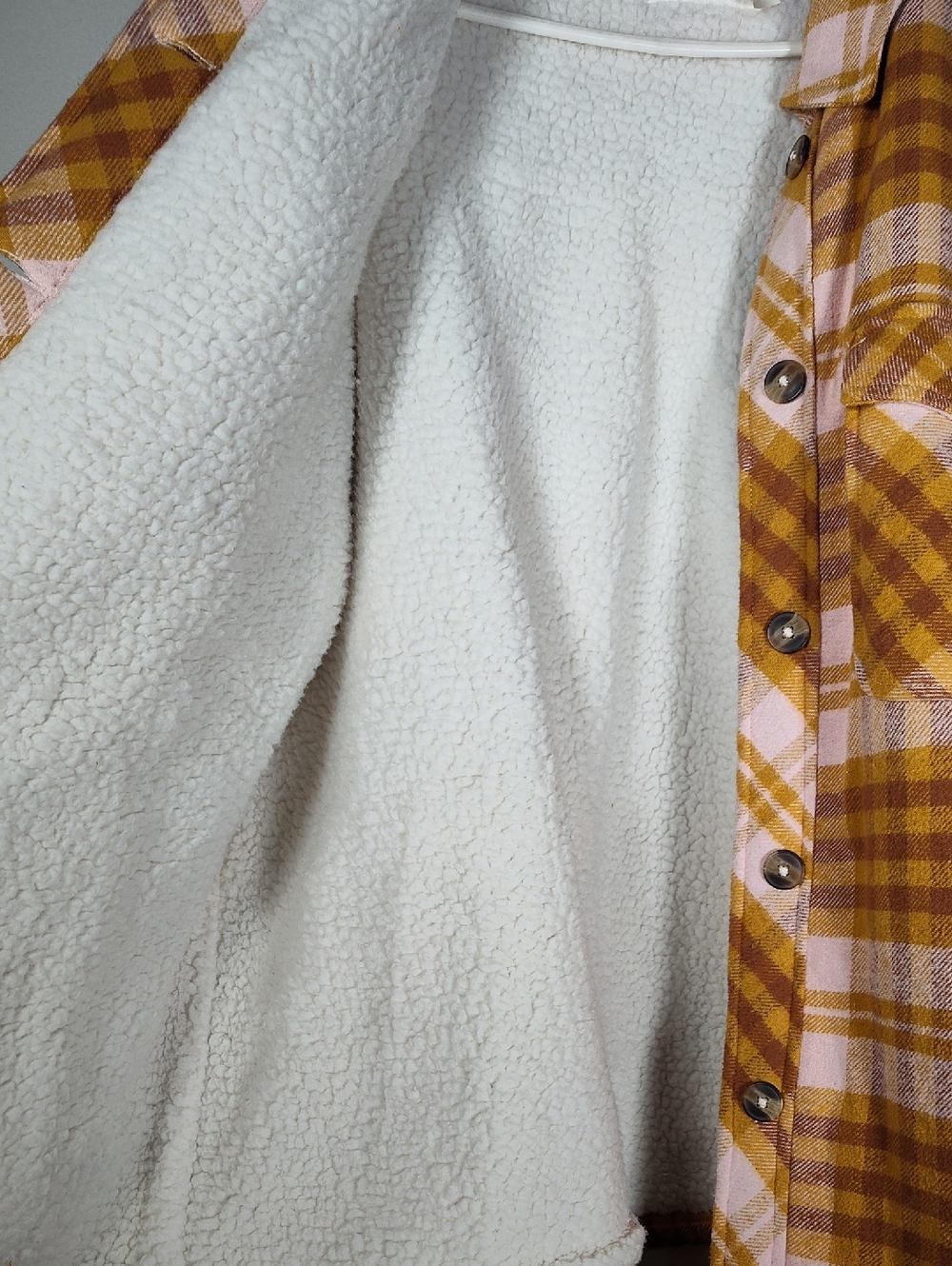 NWT Aerie oversized sherpa-lined plaid flannel shirt jacket M - Picture 9 of 12